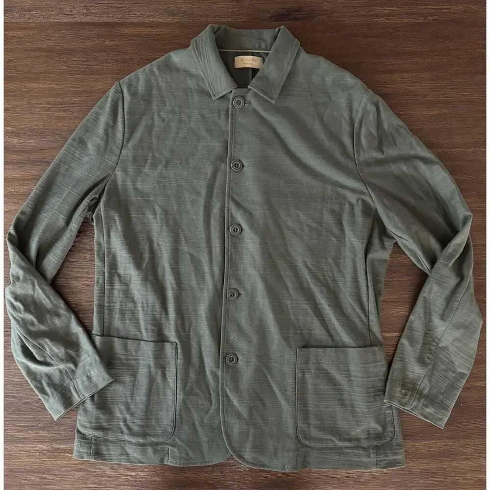 Falconeri Shirt Jacket Mens XXL Green Cotton Jersey Lightweight Made Italy